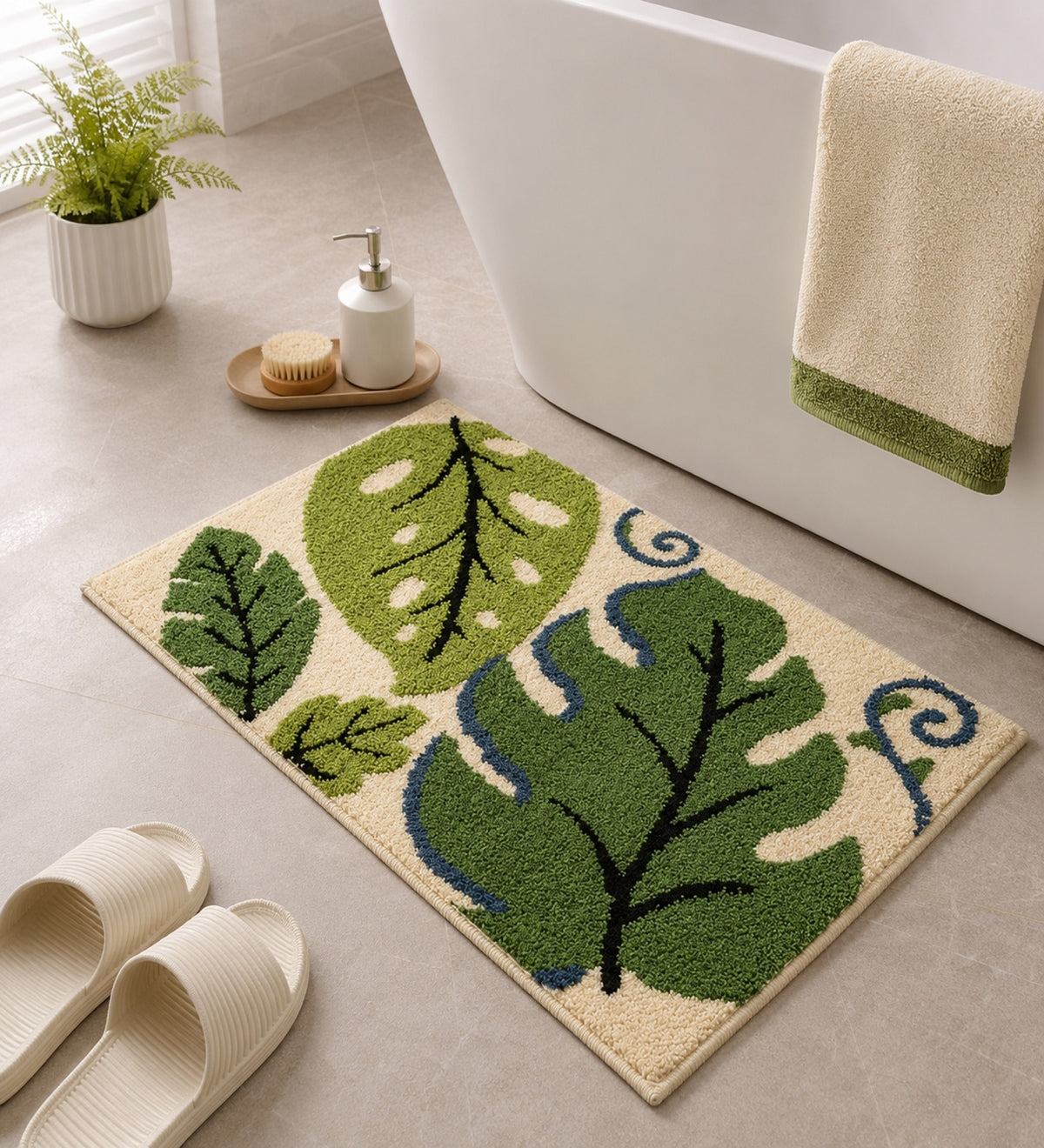 Jade Microfiber Anti Skid Super Absorbent Bathmat - Decovia