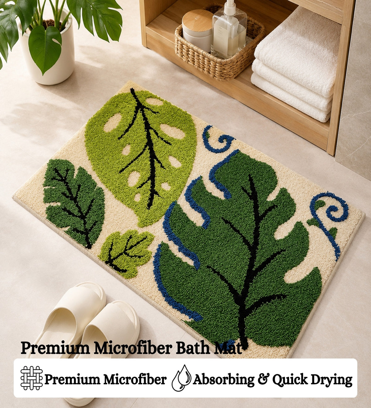 Jade Microfiber Anti Skid Super Absorbent Bathmat - Decovia