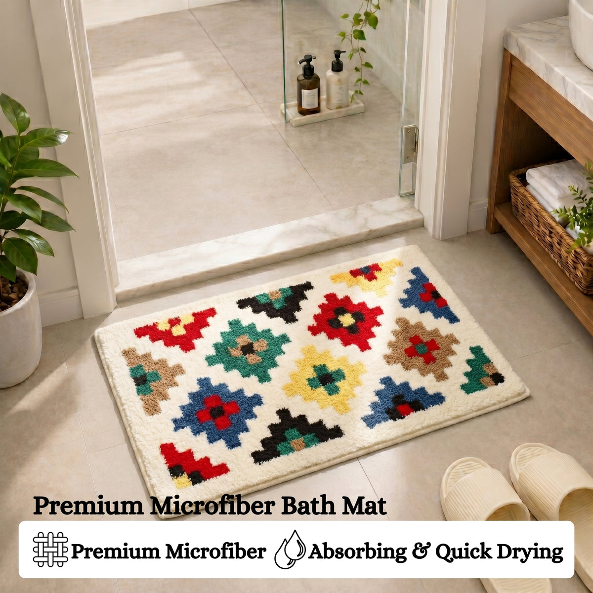 Cascade Microfiber Anti Skid Super Absorbent Bathmat - Decovia