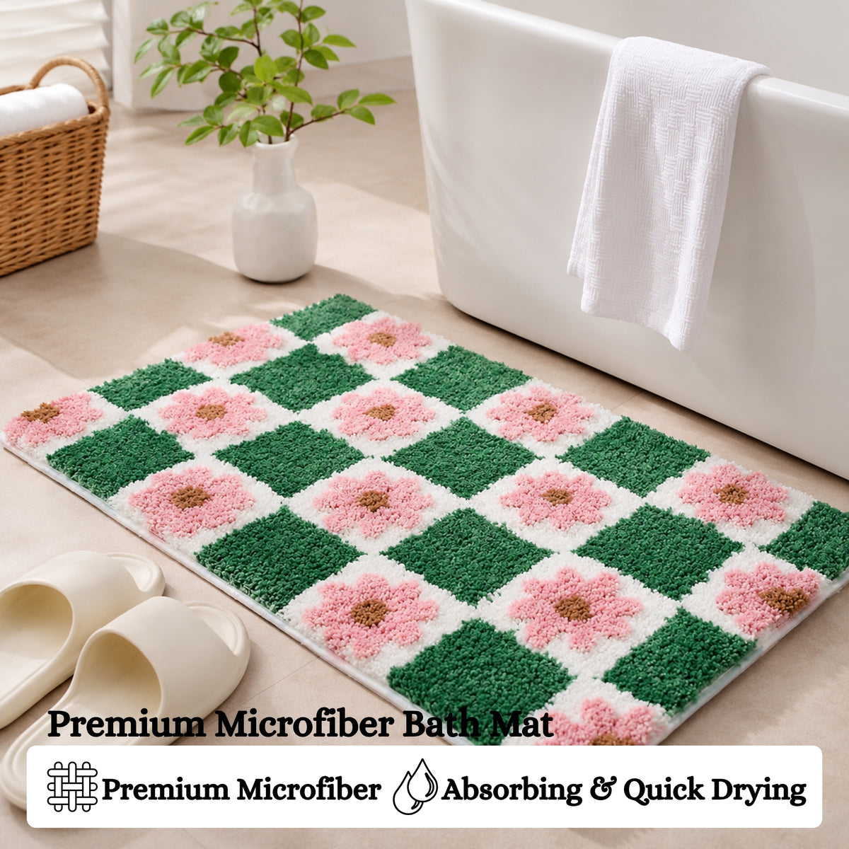 Hemlock Microfiber Anti Skid Super Absorbent Bathmat - Decovia