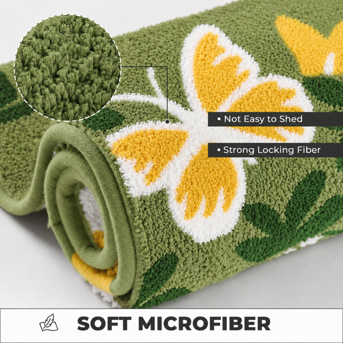 Butterfly Microfiber Anti Skid Super Absorbent Bathmat - Decovia
