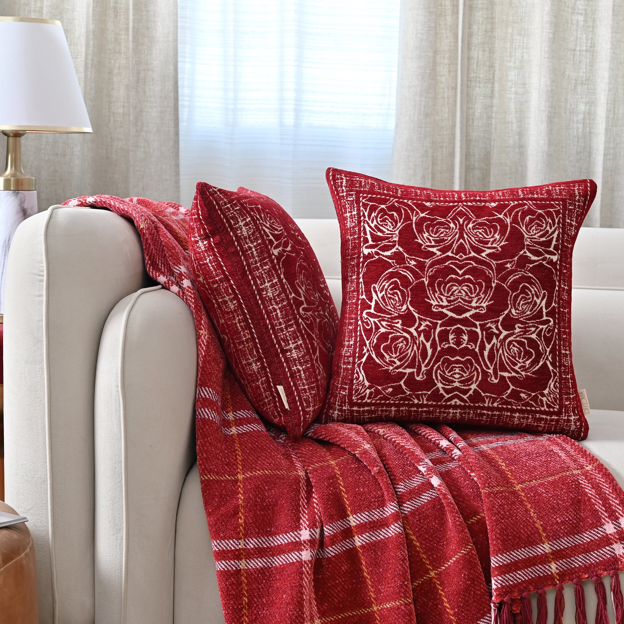 Elegant Floral Print Cotton Cushion Cover Set of pc