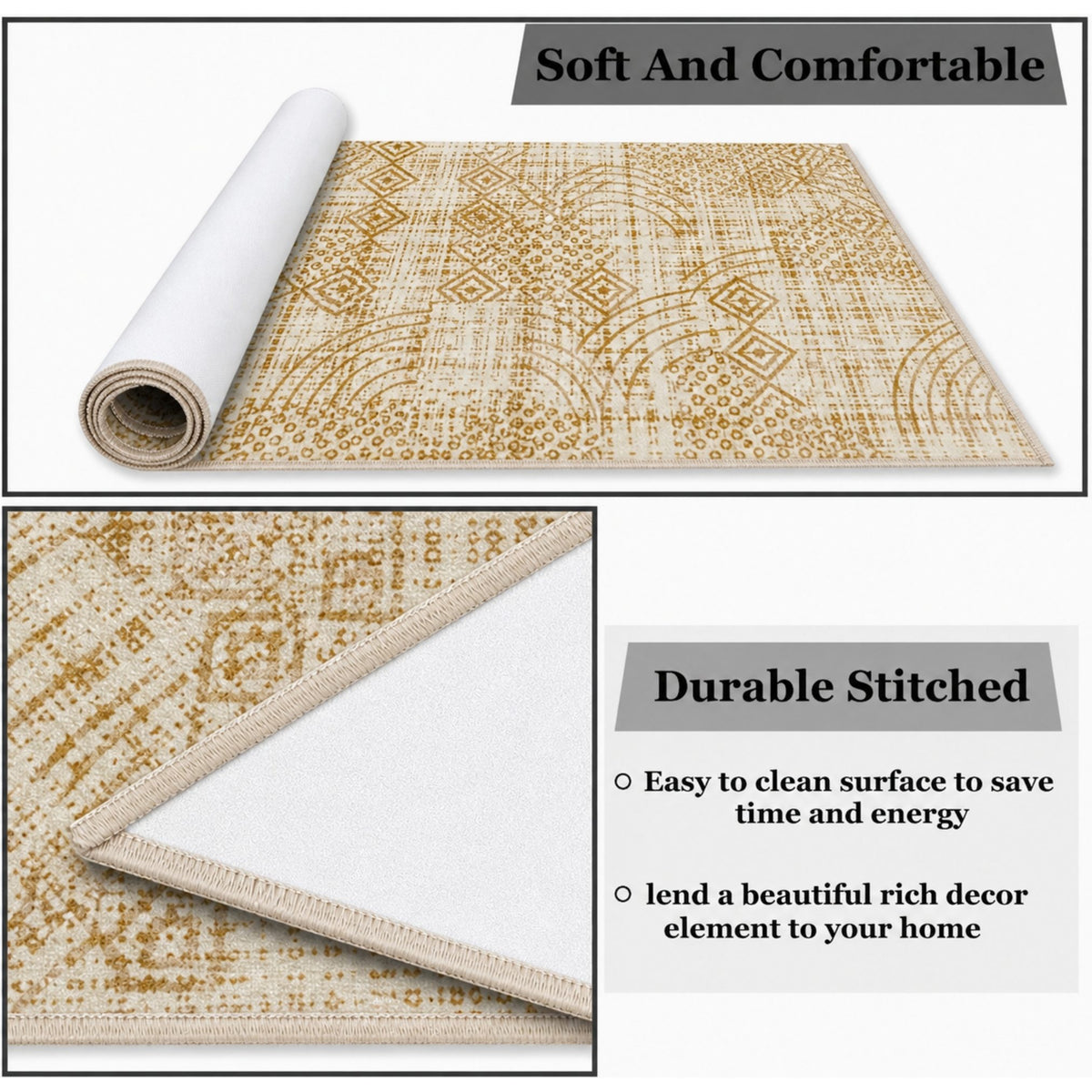Geo Textured Digital Print Anti Skid Runner