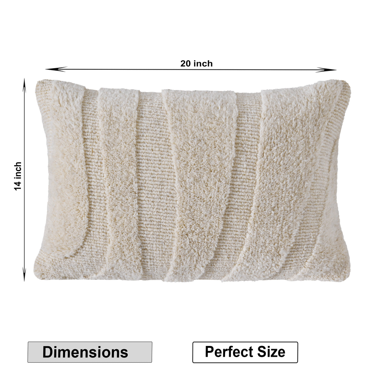 Ultra-Textured Cream Lumbar Pillow Case | Perfect Size Accent for Farmhouse, Scandi, and Minimalist Home Decor Set of 1 Pc
