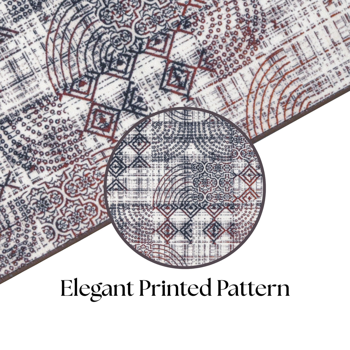 Multi-Pattern Geometric Accent Digital Print Area Rug | Cream &amp; Earth Tones Accent Rug - Decovia