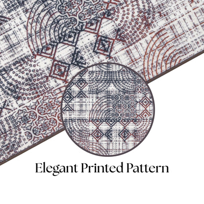 Multi-Pattern Geometric Accent Digital Print Area Rug | Cream &amp; Earth Tones Accent Rug - Decovia