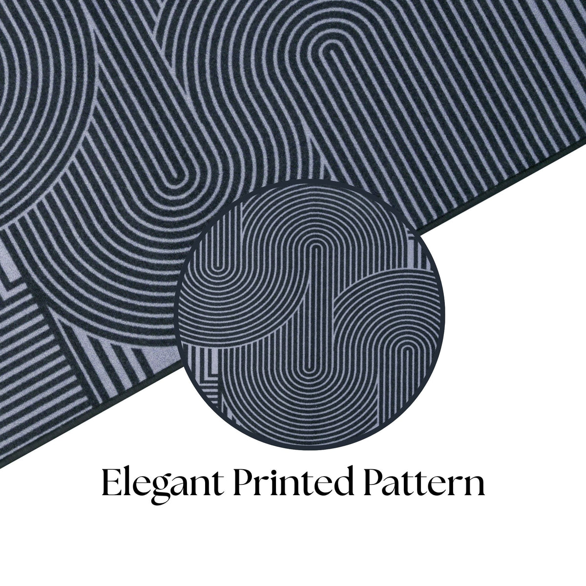 Modern Abstract Geometric Digital Print Area Rug | Black and Grey Abstract Swirl Accent Rug - Decovia