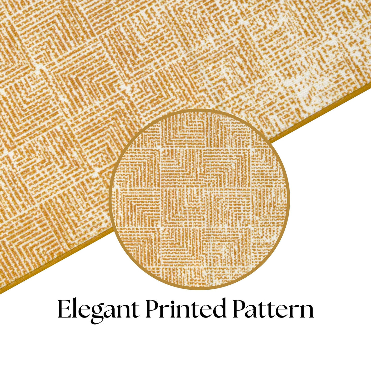 Modern Geometric Digital Print  Area Rug | Premium Yellow Mustard and Cream Woven Rug - Decovia