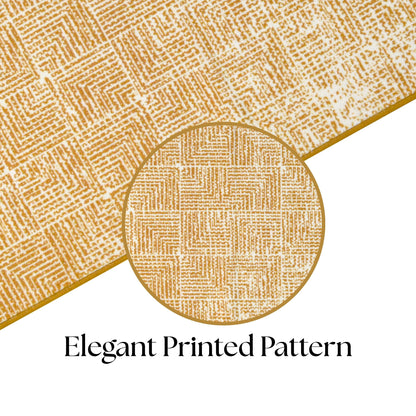 Modern Geometric Digital Print  Area Rug | Premium Yellow Mustard and Cream Woven Rug - Decovia