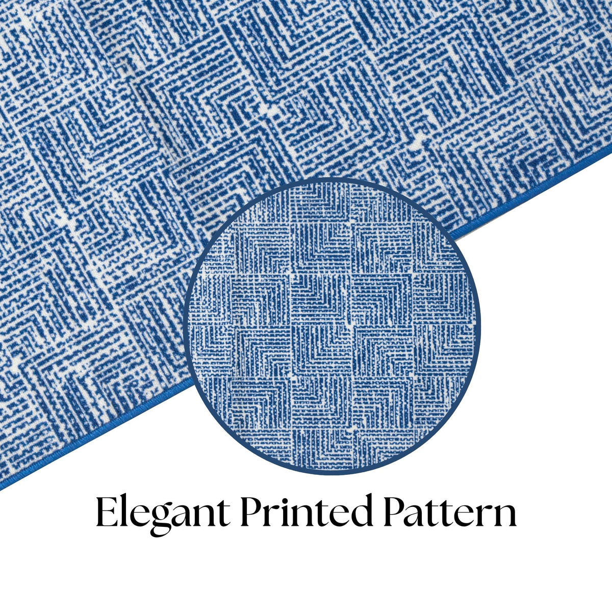 Modern Geometric Digital Print Area Rug | Premium Navy Blue and Cream Woven Rug - Decovia