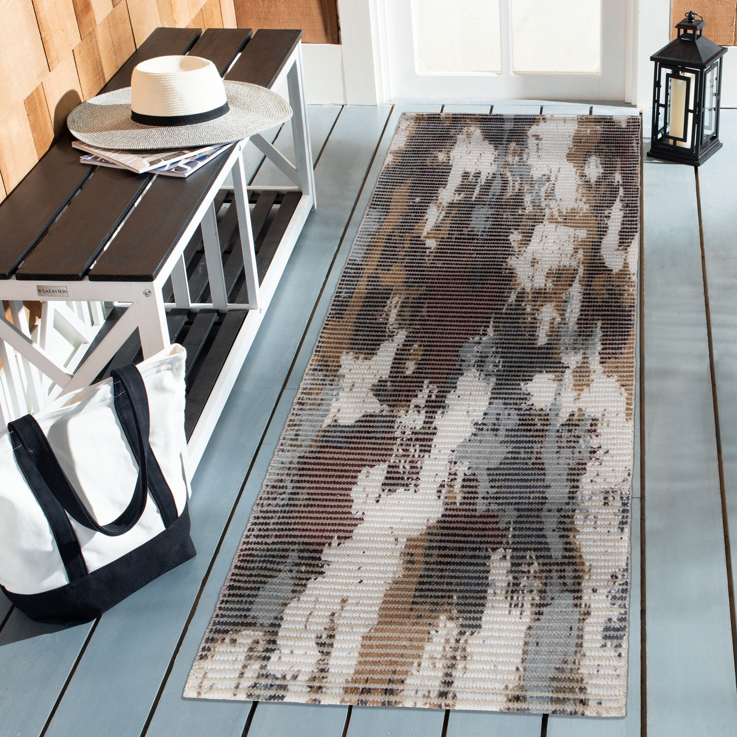 Rustic Brushstroke Woven Floor Runner – 60x22 Inch