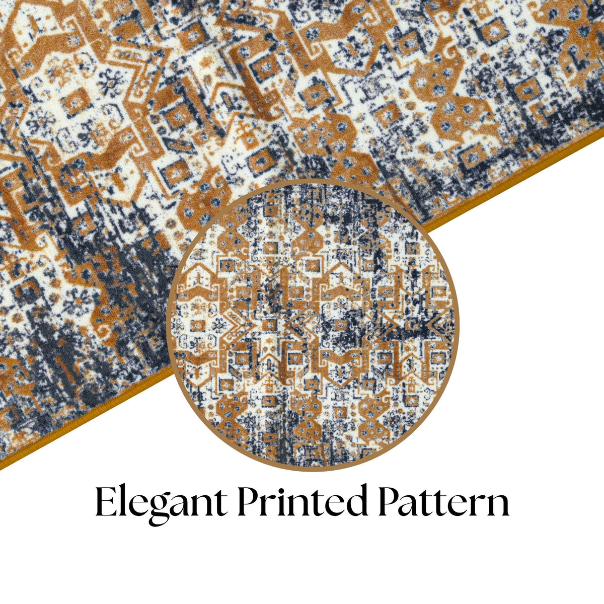 Premium Distressed Geometric Striped Pattern Digital Print Area Rug | Yellow, Black, and Cream Bohemian Accent Rug - Decovia