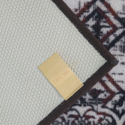 Multi-Pattern Geometric Accent Digital Print Area Rug | Cream &amp; Earth Tones Accent Rug - Decovia