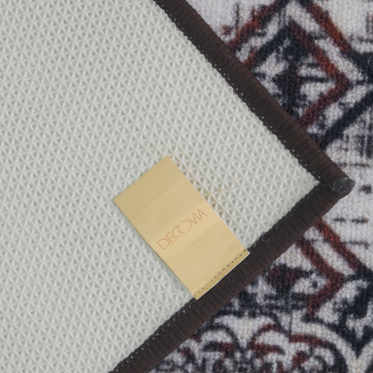 Multi-Pattern Geometric Accent Digital Print Area Rug | Cream &amp; Earth Tones Accent Rug - Decovia
