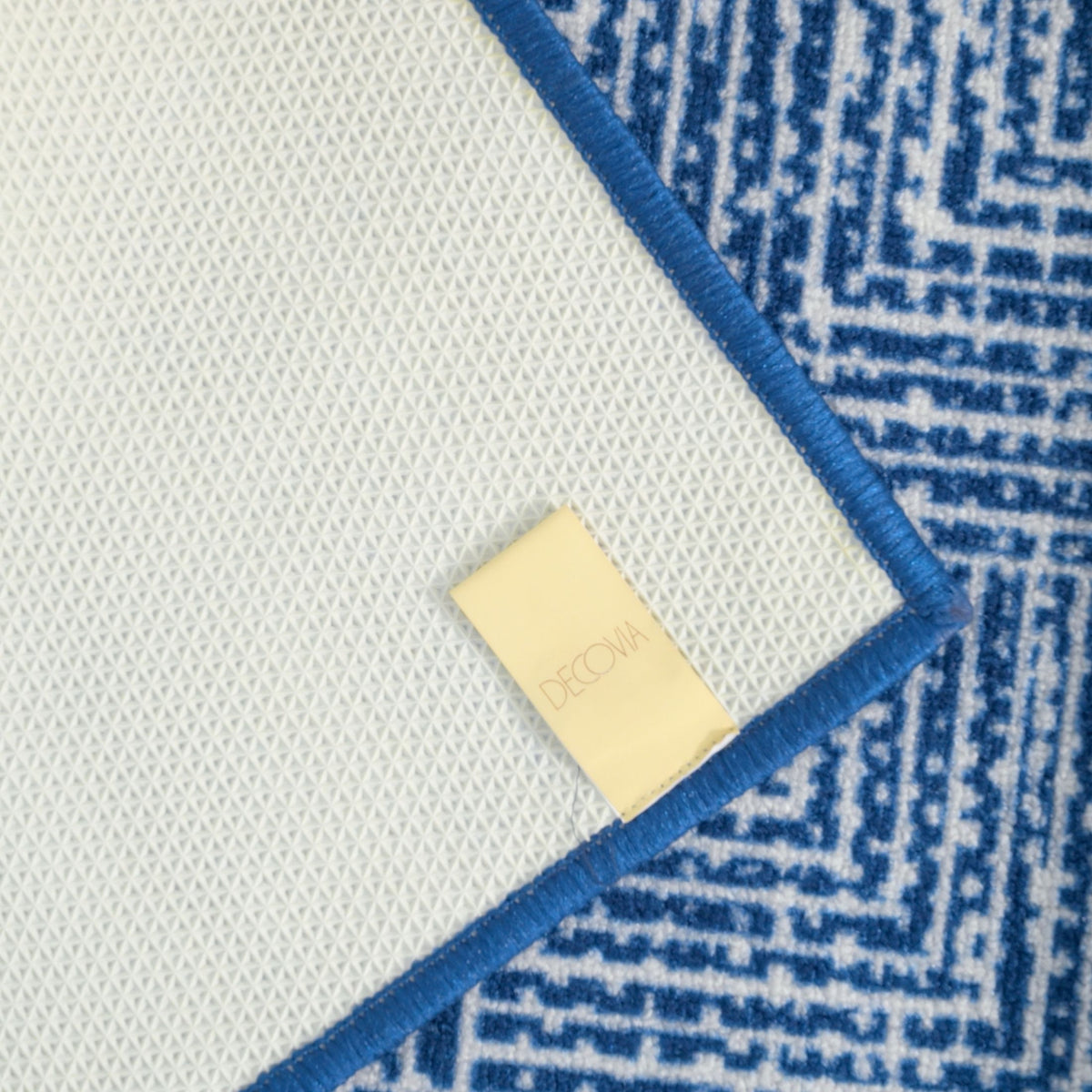 Modern Geometric Digital Print Area Rug | Premium Navy Blue and Cream Woven Rug - Decovia