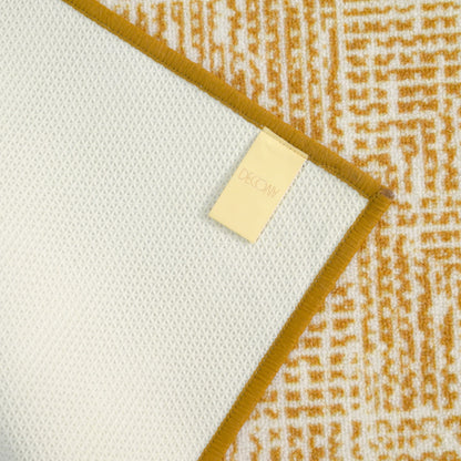 Modern Geometric Digital Print  Area Rug | Premium Yellow Mustard and Cream Woven Rug - Decovia