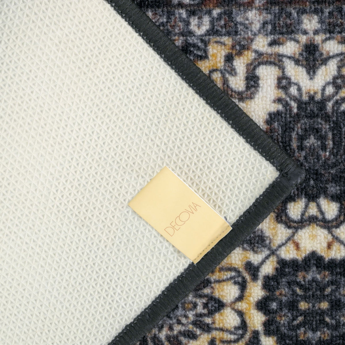 Premium Floral Persian Pattern Digital Print Area Rug | Dark Brown Medallion Accent Rug - Decovia