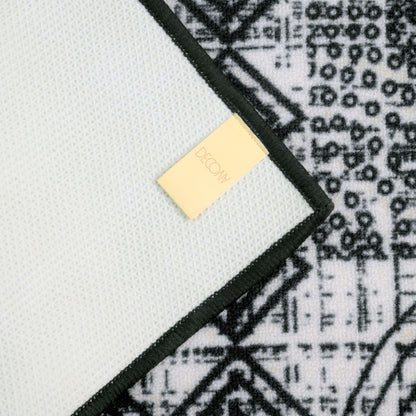 Modern Abstract Geometric Digital Print Area Rug | Charcoal Black and Cream Bohemian Accent Rug - Decovia