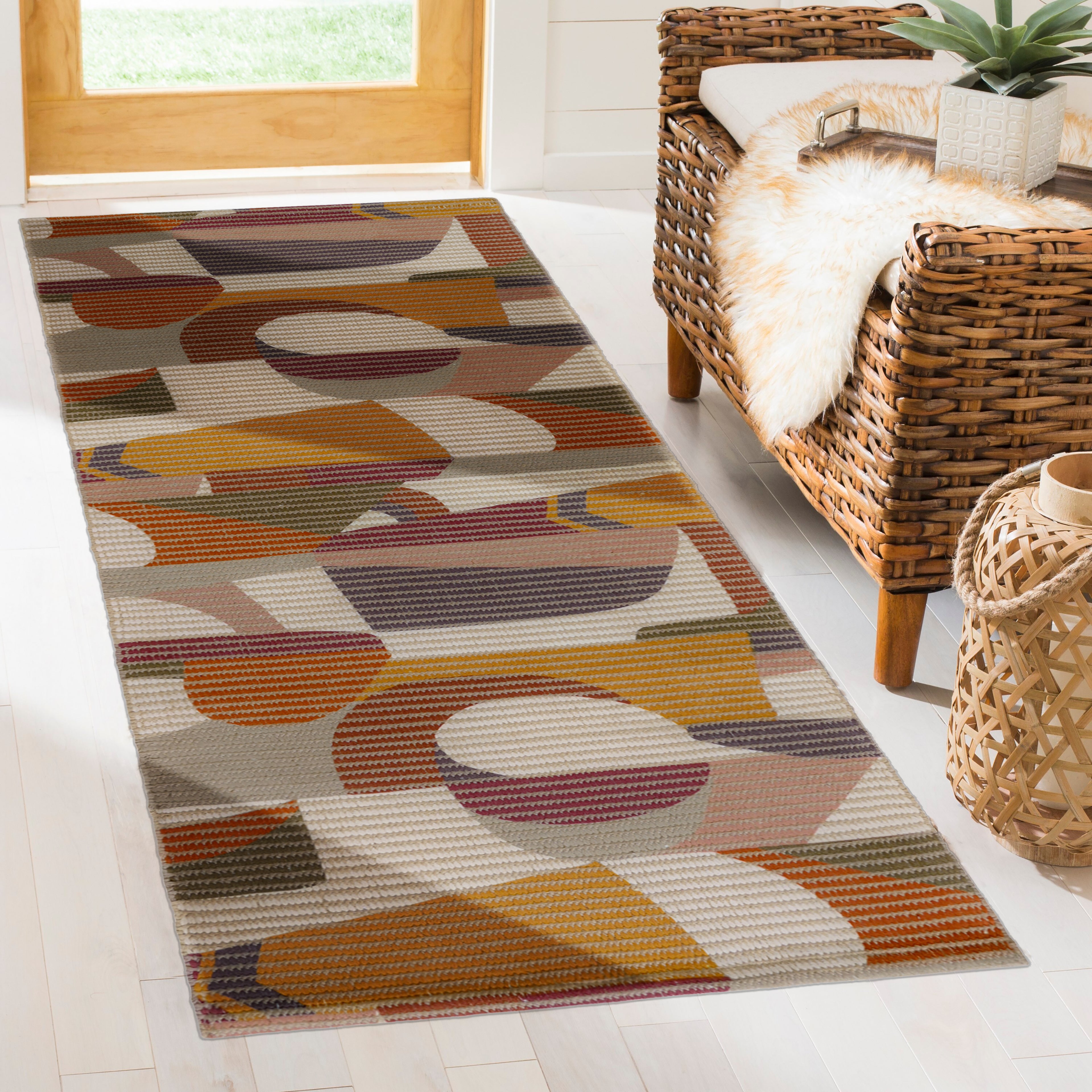 Multicolor Abstract Woven Floor Runner – 60x22 Inch