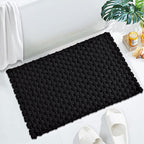 Premium Solid Black Woven Bathmat – 60x40 cm
