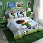 7D Digital Printed Football Player Cotton Feel Microfiber King Size Double Bedsheet with Pillow Covers - Decovia