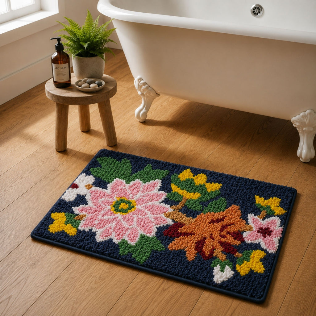 Floral Microfiber Anti Skid Super Absorbent Bathmat - Decovia