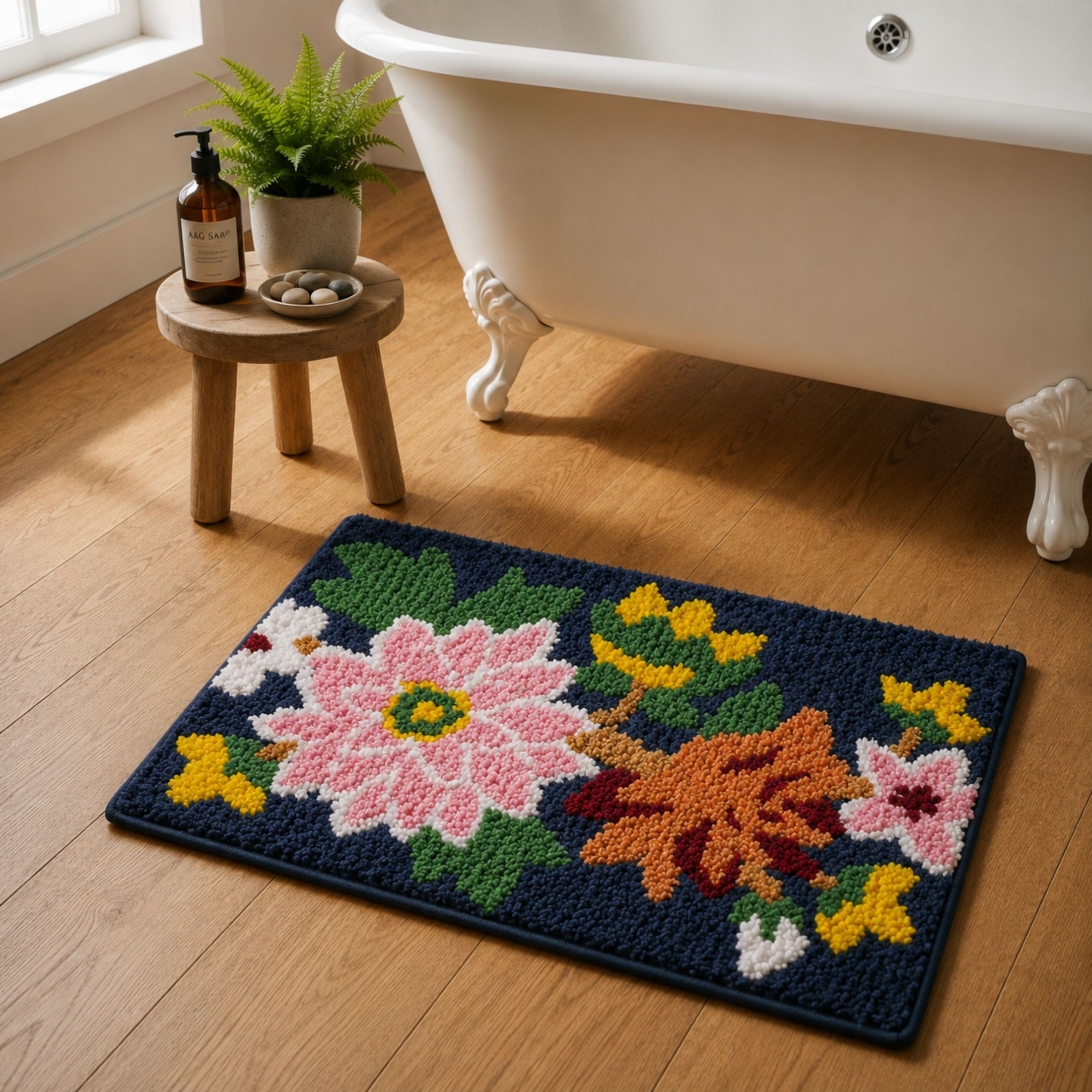 Floral Microfiber Anti Skid Super Absorbent Bathmat - Decovia