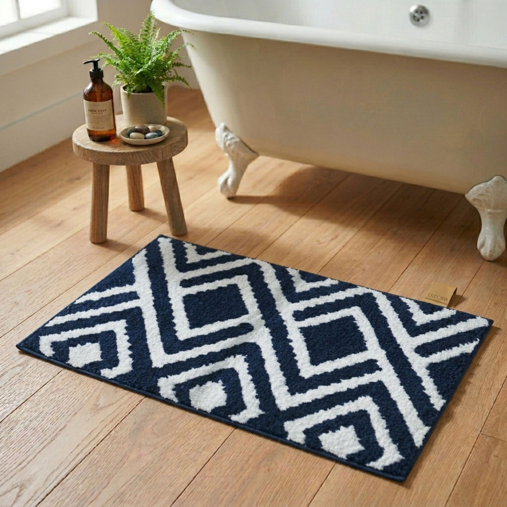 Zigzag Microfiber Anti Skid Super Absorbent Bathmat - Decovia