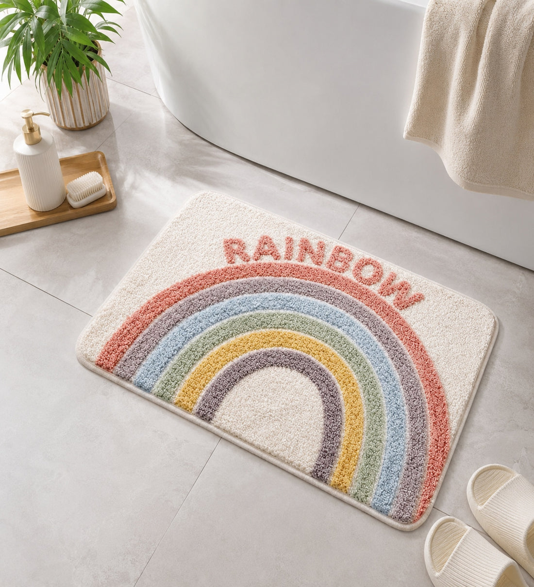 Rainbow Microfiber Anti Skid Super Absorbent Bathmat - Decovia