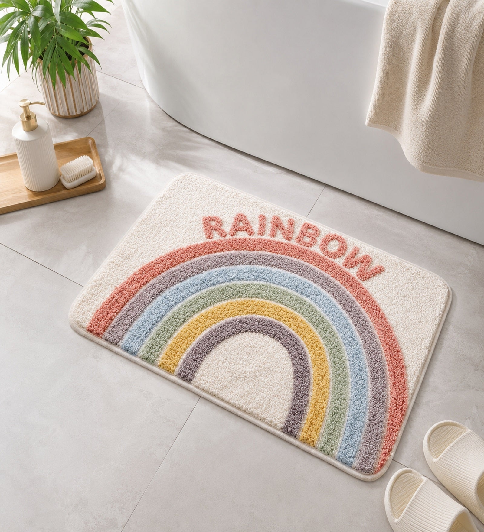 Rainbow Microfiber Anti Skid Super Absorbent Bathmat - Decovia