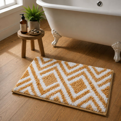Zigzag Microfiber Anti Skid Super Absorbent Bathmat - Decovia