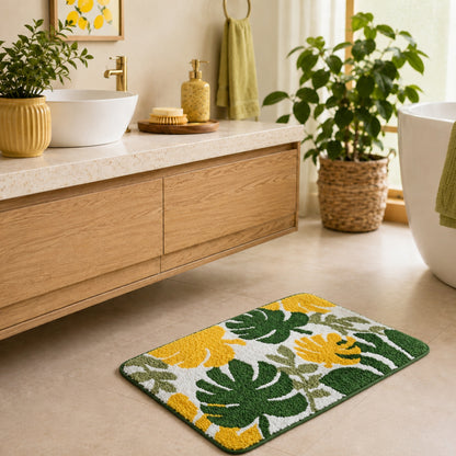 Leaf Flower Microfiber Anti Skid Super Absorbent Bathmat - Decovia