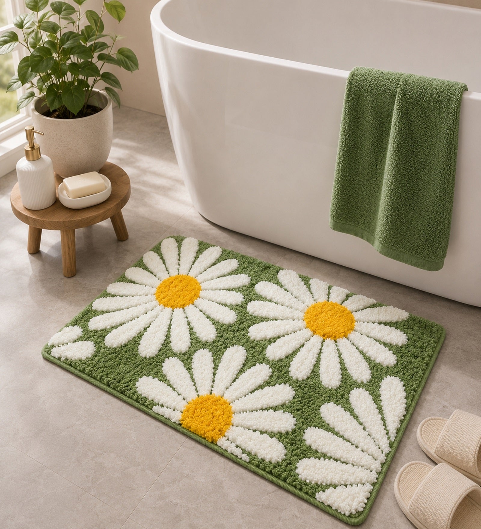 Sun Flower Microfiber Anti Skid Super Absorbent Bathmat - Decovia