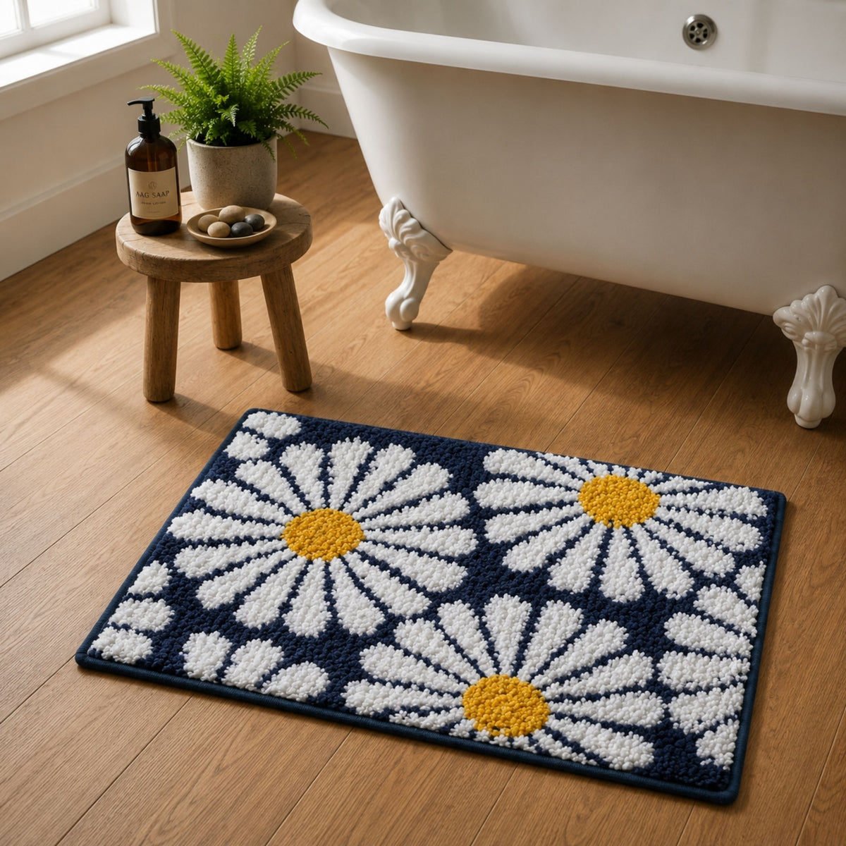 Sun Flower Microfiber Anti Skid Super Absorbent Bathmat - Decovia