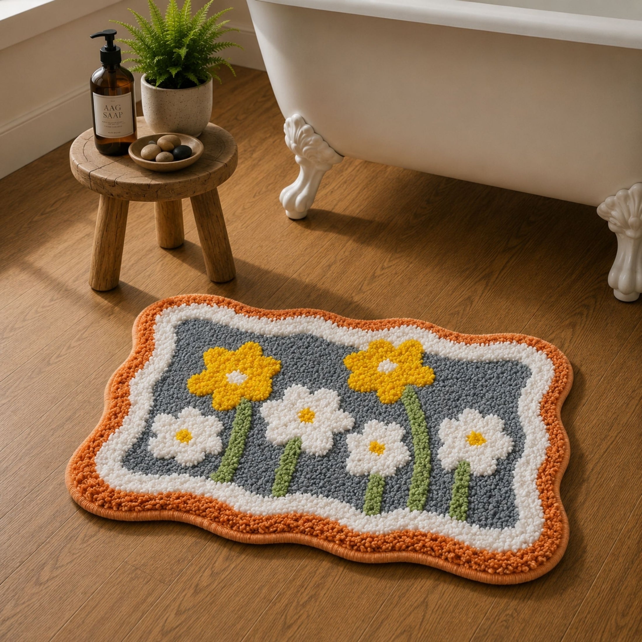 Lily Flower Microfiber Anti Skid Super Absorbent Bathmat - Decovia