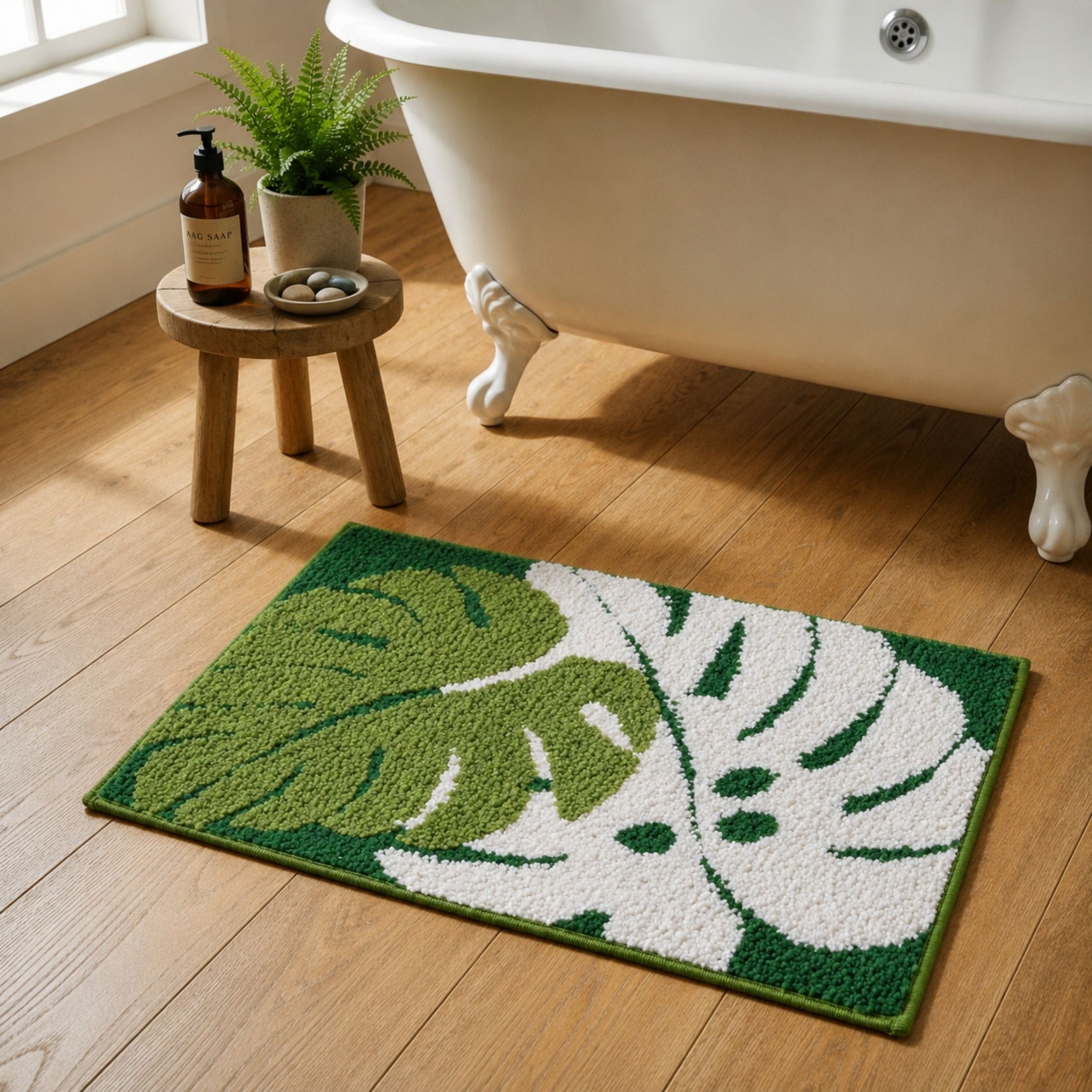 Flower Leaf Microfiber Anti Skid Super Absorbent Bathmat - Decovia