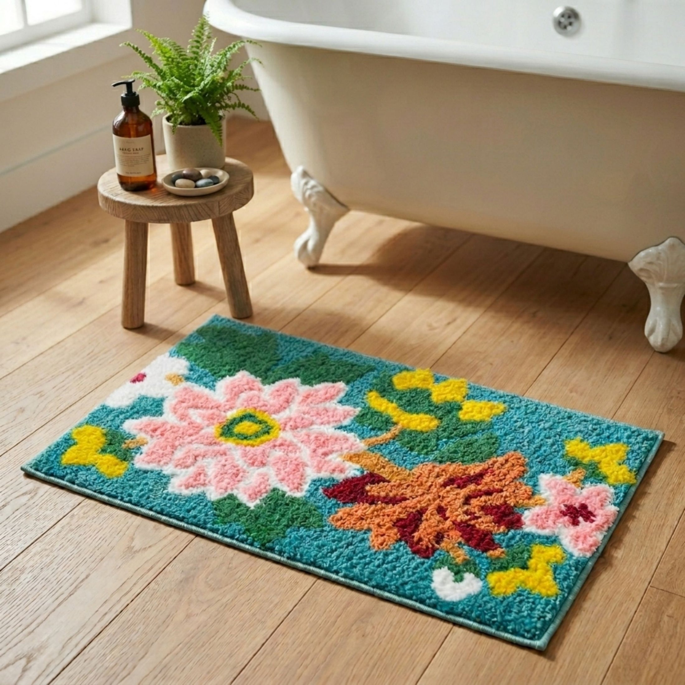 Floral Microfiber Anti Skid Super Absorbent Bathmat - Decovia