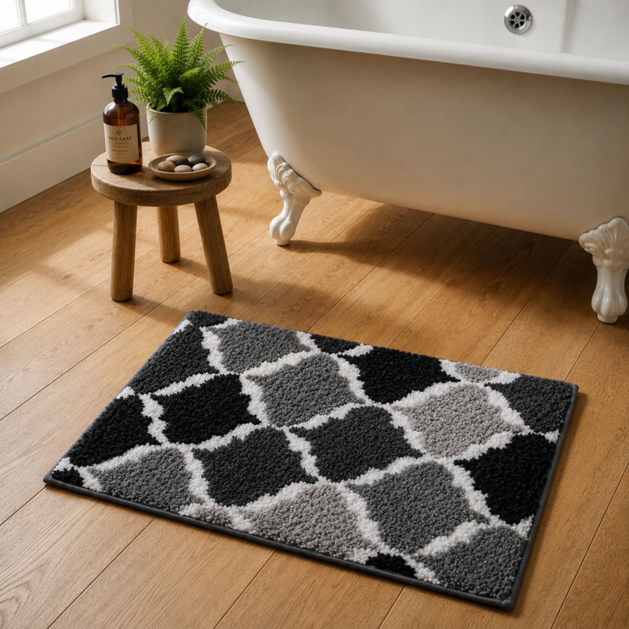 Geomatric Microfiber Anti Skid Super Absorbent Bathmat - Decovia