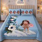 7D Digital Printed Little Girl Cotton Feel Microfiber King Size Double Bedsheet with Pillow Covers - Decovia