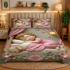 7D Digital Printed Sleeping Doll Cotton Feel Microfiber King Size Double Bedsheet with Pillow Covers - Decovia