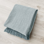 Soft Herringbone Cotton Throw with Tassels – Grey