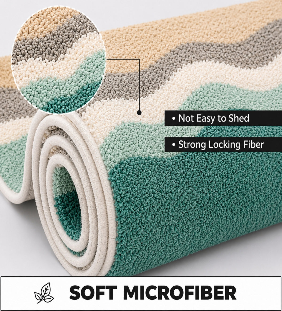Wave Microfiber Anti Skid Super Absorbent Bathmat - Decovia