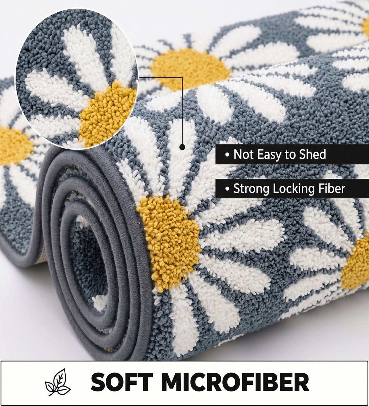 Sun Flower Microfiber Anti Skid Super Absorbent Bathmat - Decovia