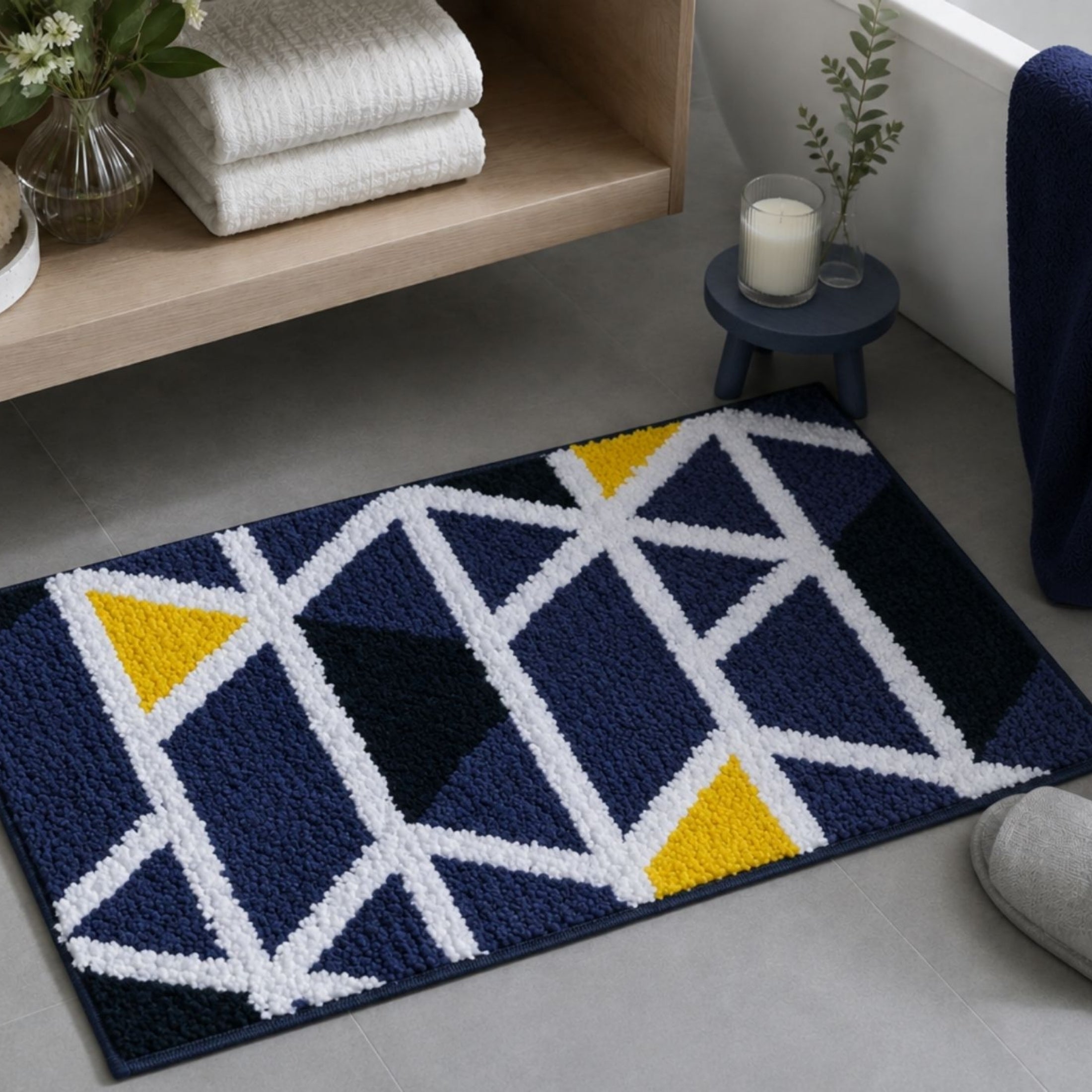 Triangle Microfiber Anti Skid Super Absorbent Bathmat - Decovia