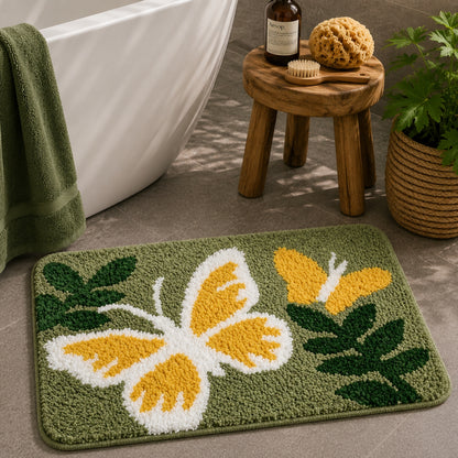 Butterfly Microfiber Anti Skid Super Absorbent Bathmat - Decovia