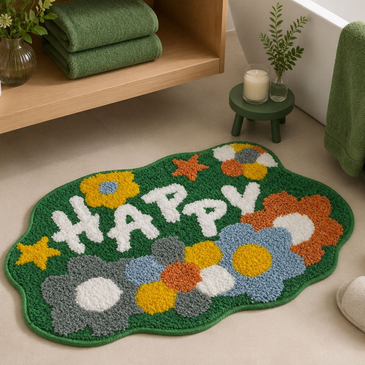 Happy Microfiber Anti Skid Super Absorbent Bathmat - Decovia
