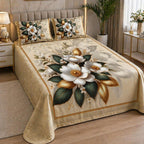 7D Digital Printed Floral Cotton Feel Microfiber King Size Double Bedsheet with Pillow Covers - Decovia