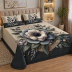7D Digital Printed Floral Cotton Feel Microfiber King Size Double Bedsheet with Pillow Covers - Decovia