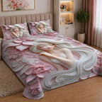 7D Digital Printed Princess Cotton Feel Microfiber King Size Double Bedsheet with Pillow Covers - Decovia