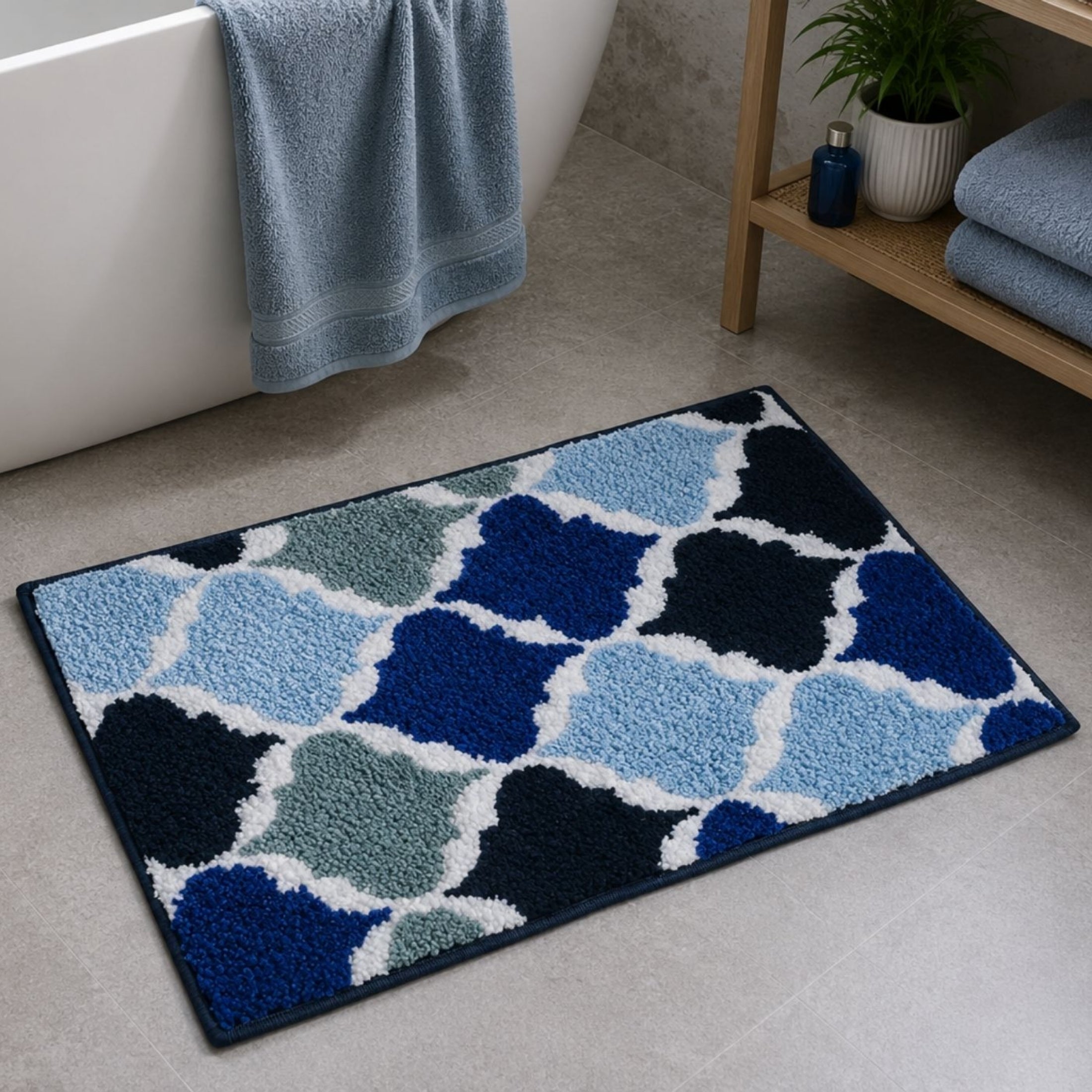 Geomatric Microfiber Anti Skid Super Absorbent Bathmat - Decovia
